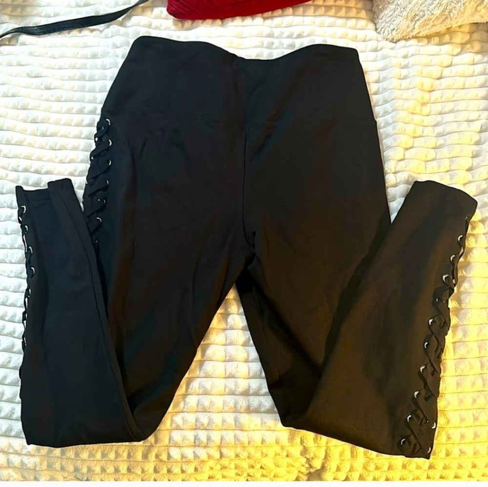 Athena marie Black Lace-Up Pants - large